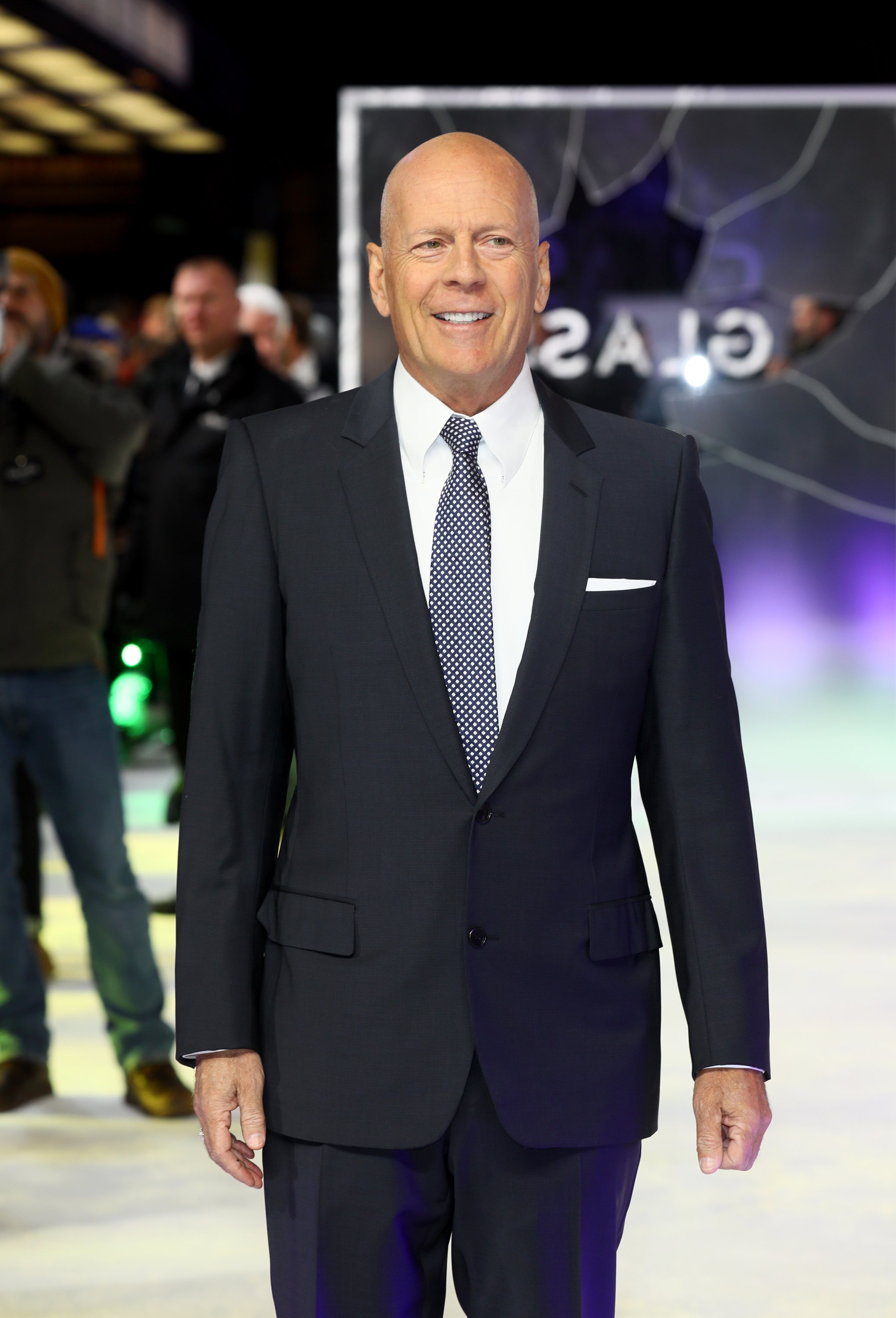 Bruce Willis attends the UK Premiere of M. Night Shyamalan's all-new comic-book thriller "Glass" at Curzon Cinema Mayfair on January 9, 2019, in London, England. | Source: Getty Images.