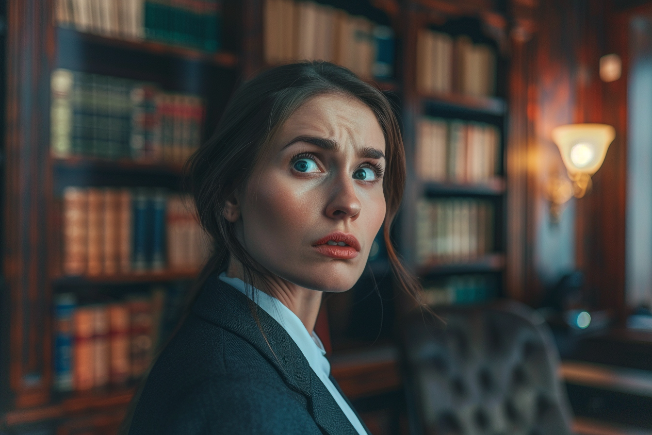 A shocked woman in an office | Source: Midjourney