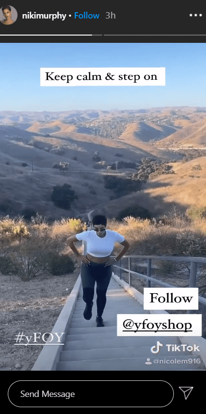 Screenshot of Nicole Murphy's Instagram story walking up a mountain. | Source: Instagram.com/NikiMurphy