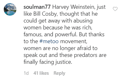 Fan's comment on Bill Cosby's Instagram post. | Source: Instagram/billcosby