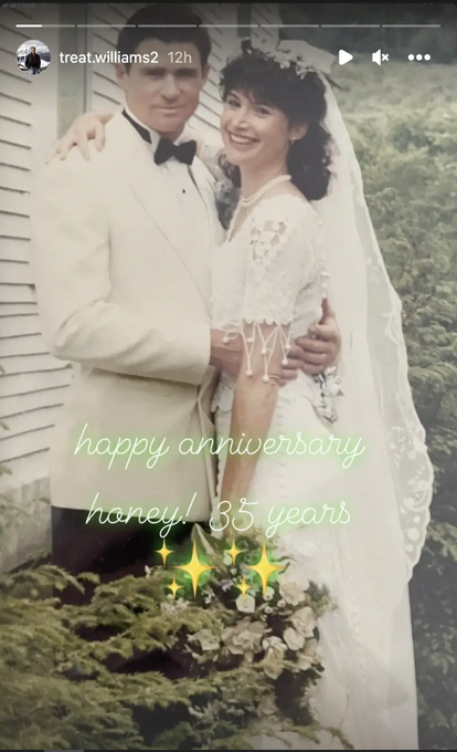 Treat Williams and Pam Van Sant on their wedding day in 1988. | Source: instagram.com/treat.williams2