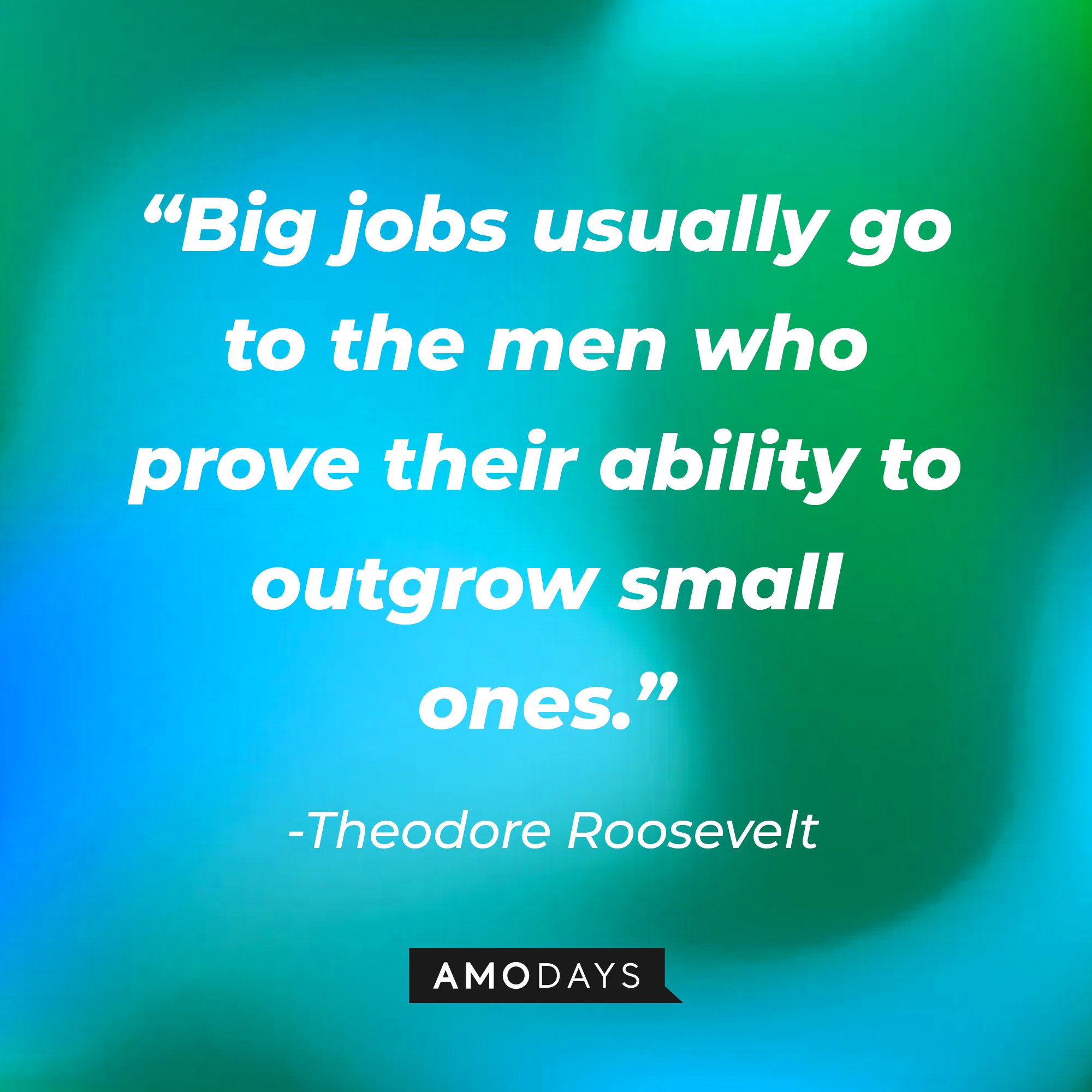 Theodore Roosevelt's quote: “Big jobs usually go to the men who prove their ability to outgrow small ones.” | Image: AmoDays
