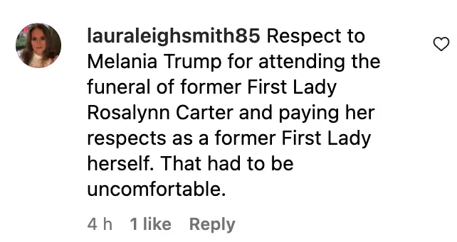 Fan comment about Melania Trump, dated November 28, 2023 | Source: Instagram/todayshow