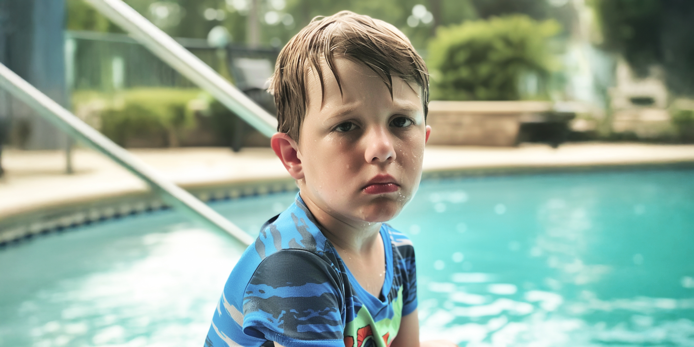 A sad boy by the pool | Source: Amomama