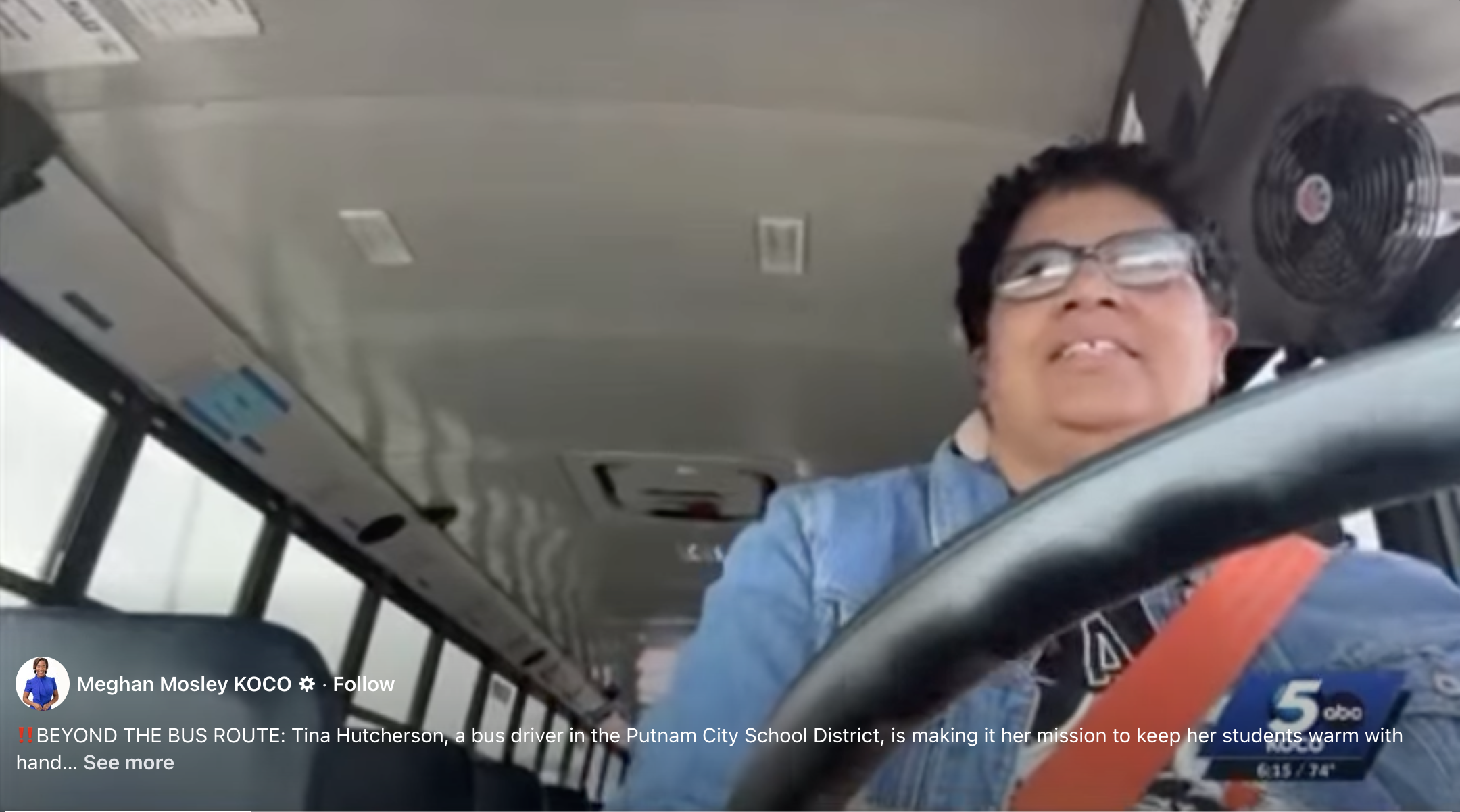 Tina Hutcherson is seen driving the school bus, dated November 19, 2025 | Source: Facebook/meghanmosleykoco