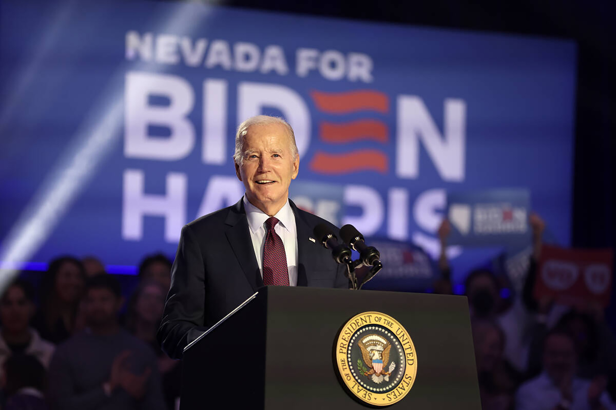 Joe Biden speaks during a campaign event ahead of the Nevada presidential preference primary election at the Pearson Community Center on February 4, 2024, in North Las Vegas | Source: Getty Images