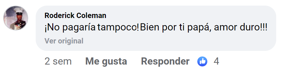 Comentario de un usuario en la publicación de Facebook del New York Post sobre la historia del padre. | Foto: facebook.com/NYPost