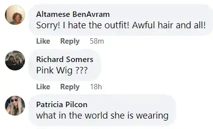 A screenshot of a comments from Facebook users criticizing the outfit and hairdo Venus Williams had as she arrived at the US Open. | Source: facebook.com/tennischannel