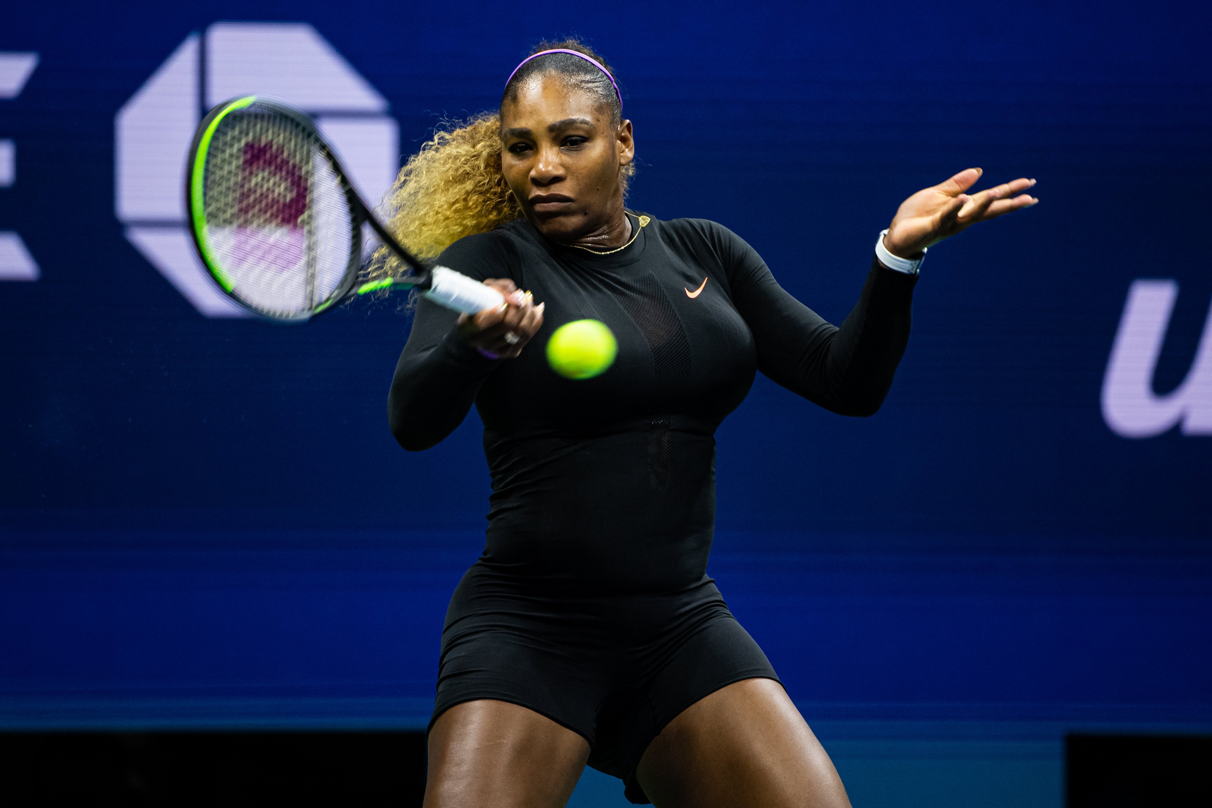 Serena Williams playing against Maria Sharapova in the first round of the US Open on Aug. 26, 2019 in New York City | Photo: Getty Images