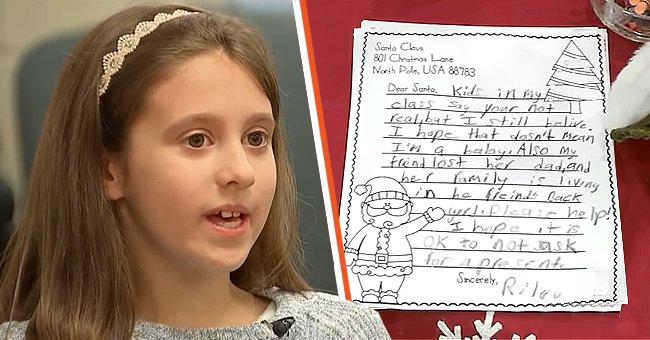 Riley and her handwritten letter to Santa Claus | Photo: youtube.com/CBS Philly