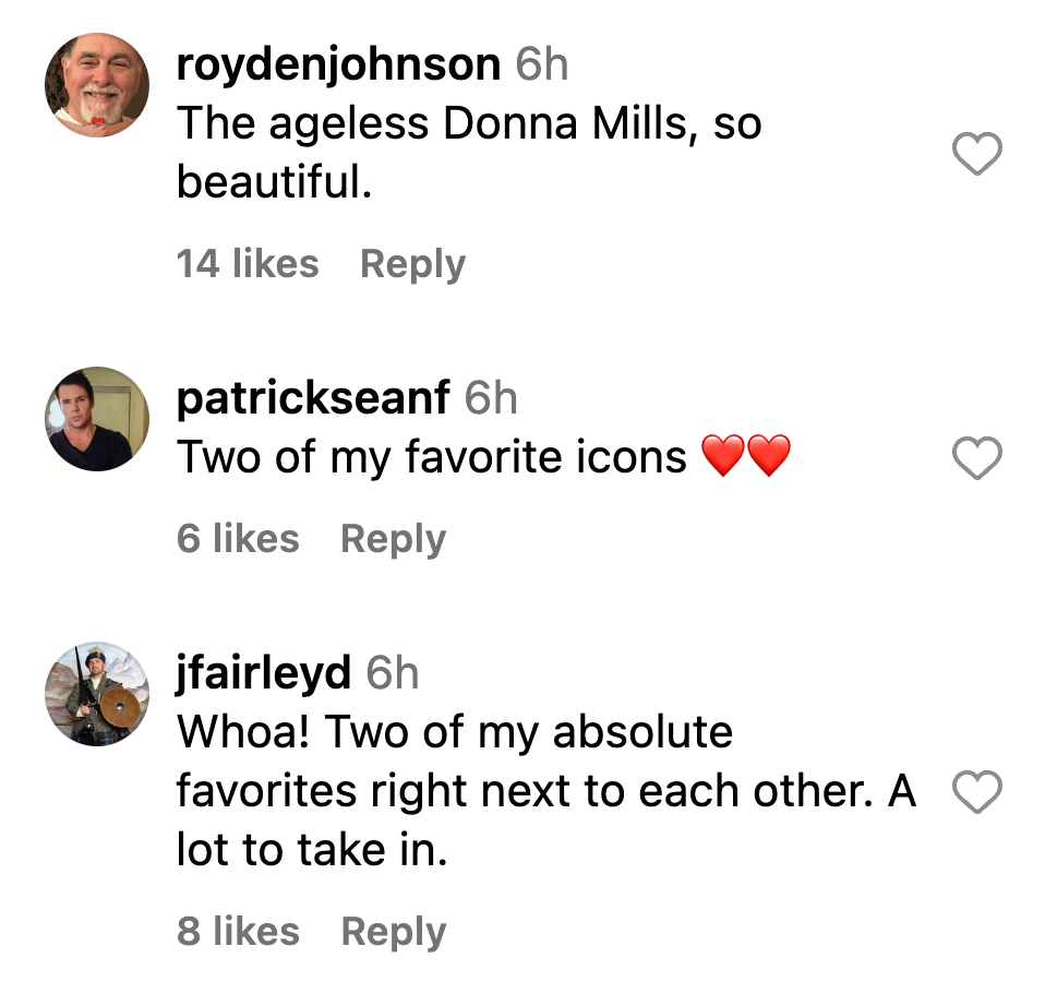 Fans' comments on Donna Mills' Instagram post featuring Jane Fonda on October 23, 2023 | Source: instagram.com/thedonnamills