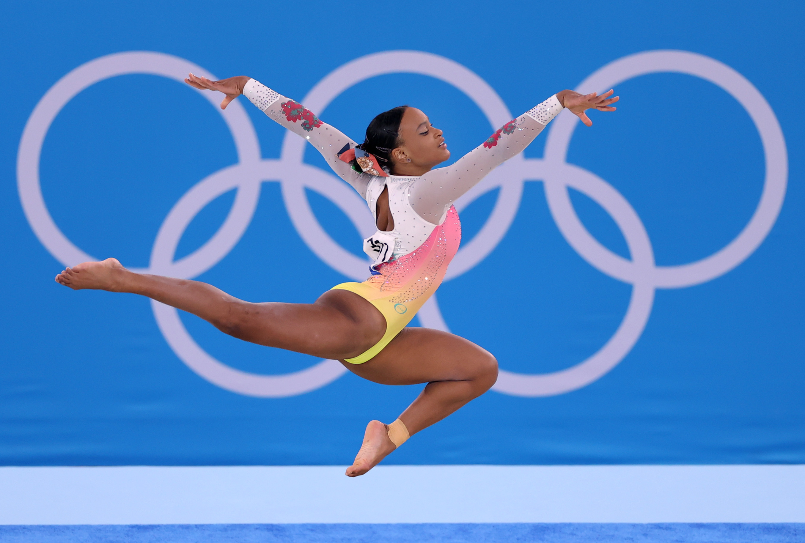 Rebeca Andrade of Team Brazil in action during the Women's Floor Final on day ten of the Tokyo 2020 Olympic Games at Ariake Gymnastics Centre on August 02, 2021 in Tokyo, Japan | Source: Getty Images