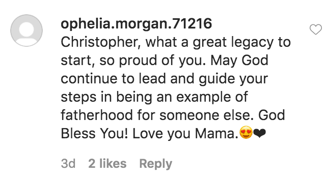 Ophelia Morgan commented on a photo of a ring Christopher Morgan gifted to his son Sebastian Morgan | Source: Instagram.com/christopherlmorgan