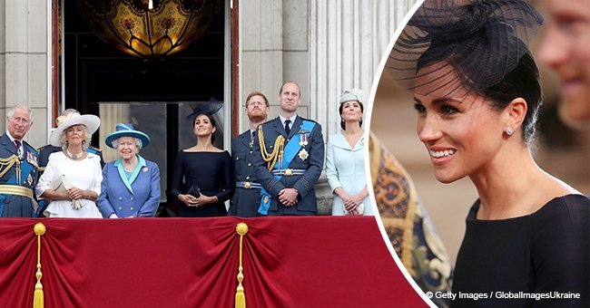 Meghan stuns in chic black gown as she joins Harry, Kate and William at military service