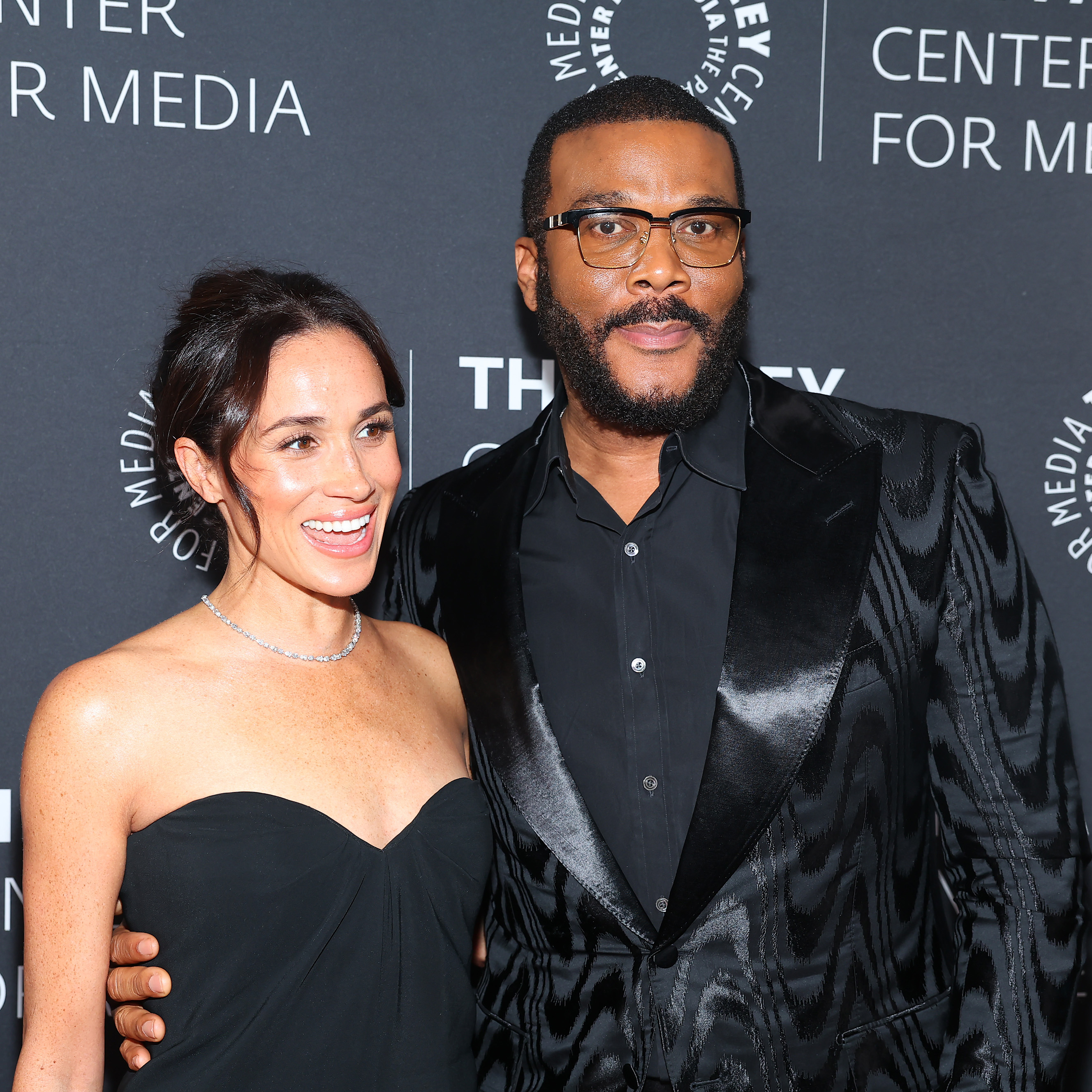 Meghan Markle and Tyler Perry pose together at The Paley Center for Media Hosts Paley Honors Fall Gala Honoring Tyler Perry on December 4, 2024, in Beverly Hills, California. | Source: Getty Images