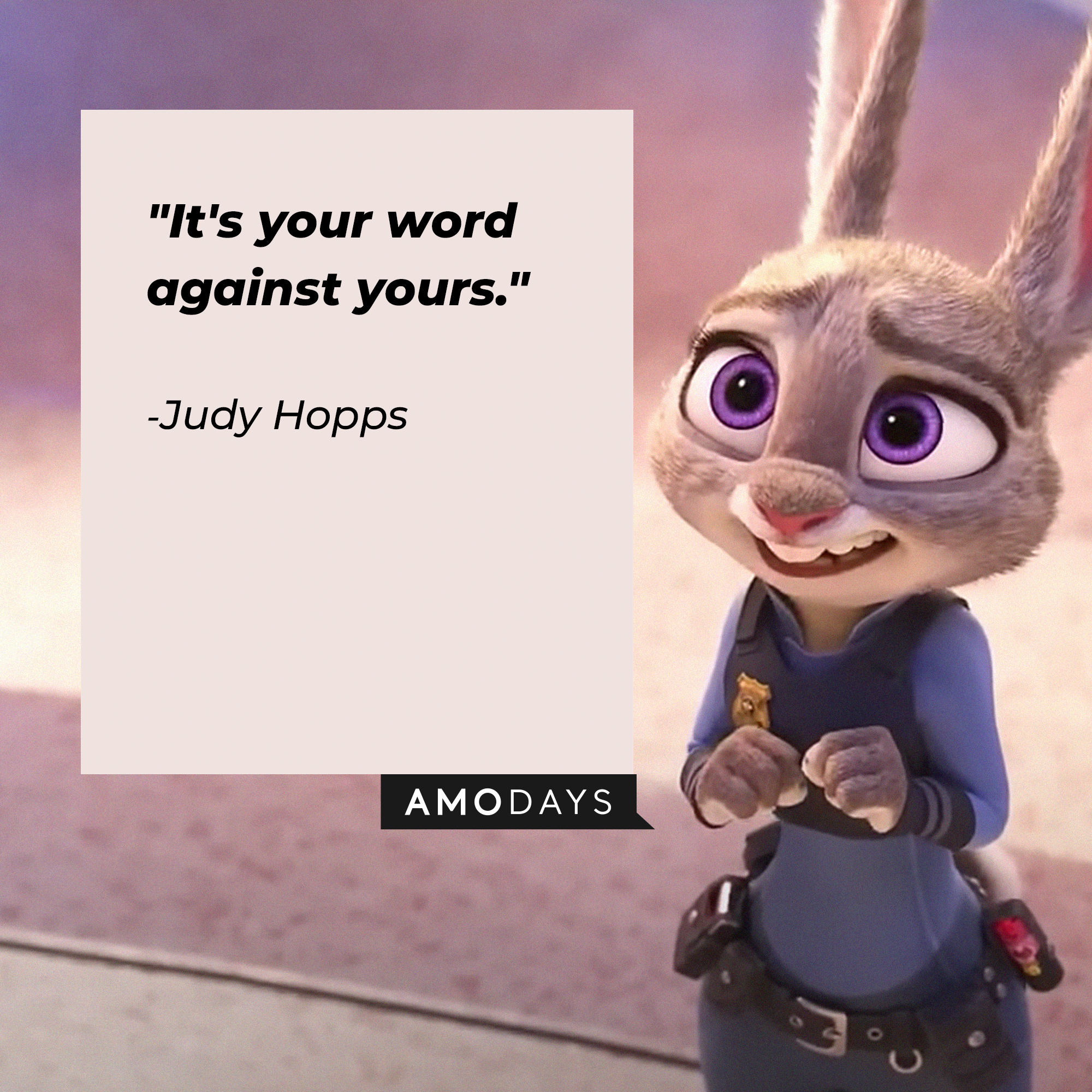 Jody Hopps' quote: "It's your word against yours." | Source: facebook.com/DisneyZootopia