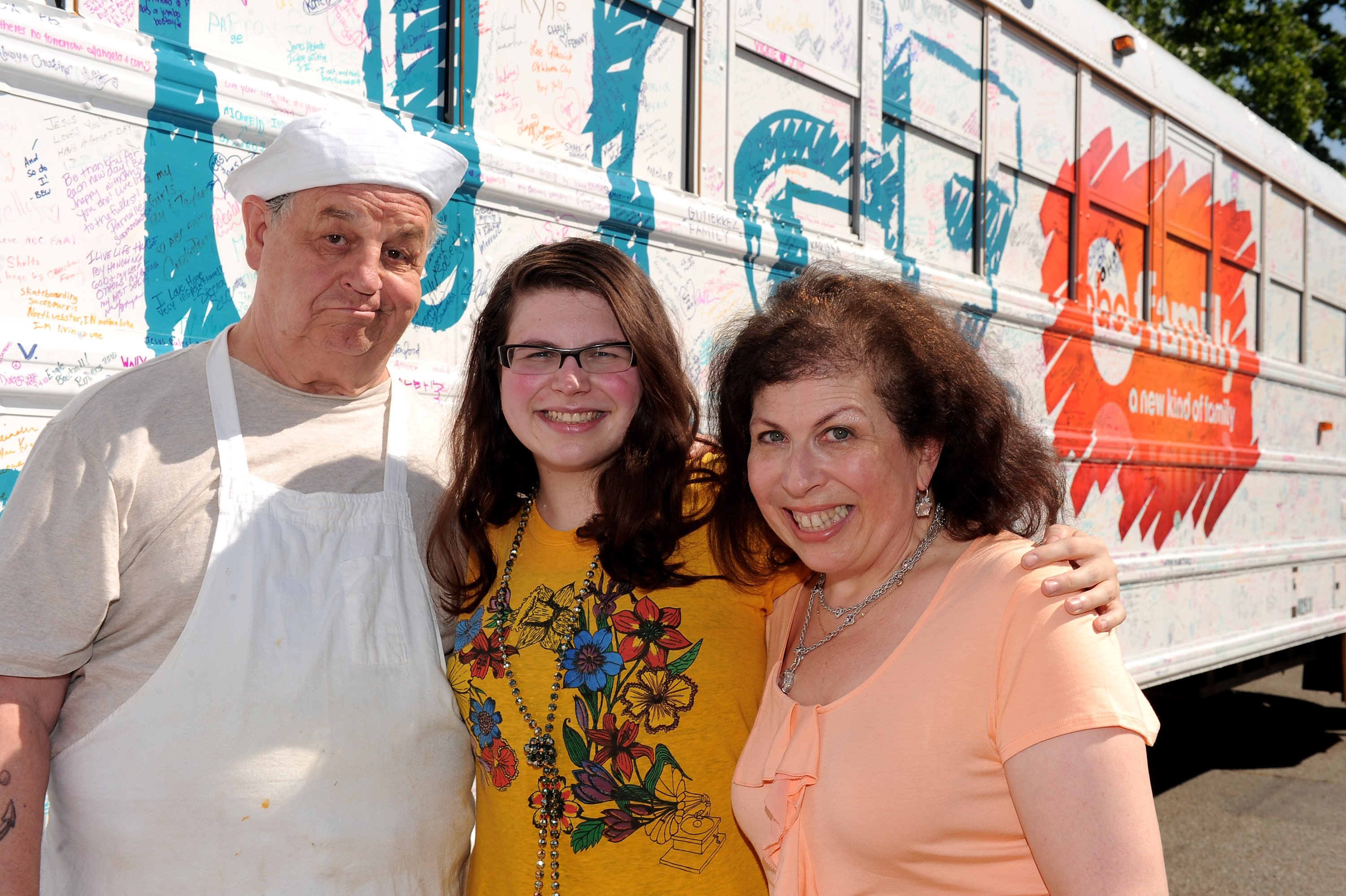 Paul Dooley, writer Savannah Dooley and writer Winnie Holzman take part in the ABC Family "Live Huge" bus campaign on July 6, 2010 in Valencia, California | Source: Getty Images 