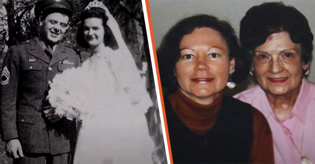 [Left] Harold Kalina and Alvera Frederic pictured on their wedding day; [Right] Gail Lukasik and Alvera Frederic. | Source: YouTube.com/TODAY