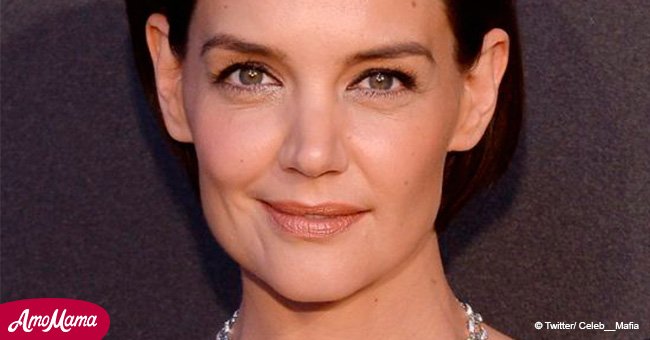 Katie Holmes shows off cleavage in a plunging floral outfit