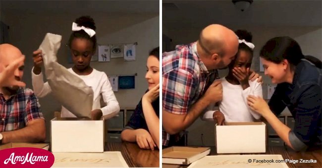 Foster child opens a box on her birthday, reads a life-changing letter, and bursts into tears