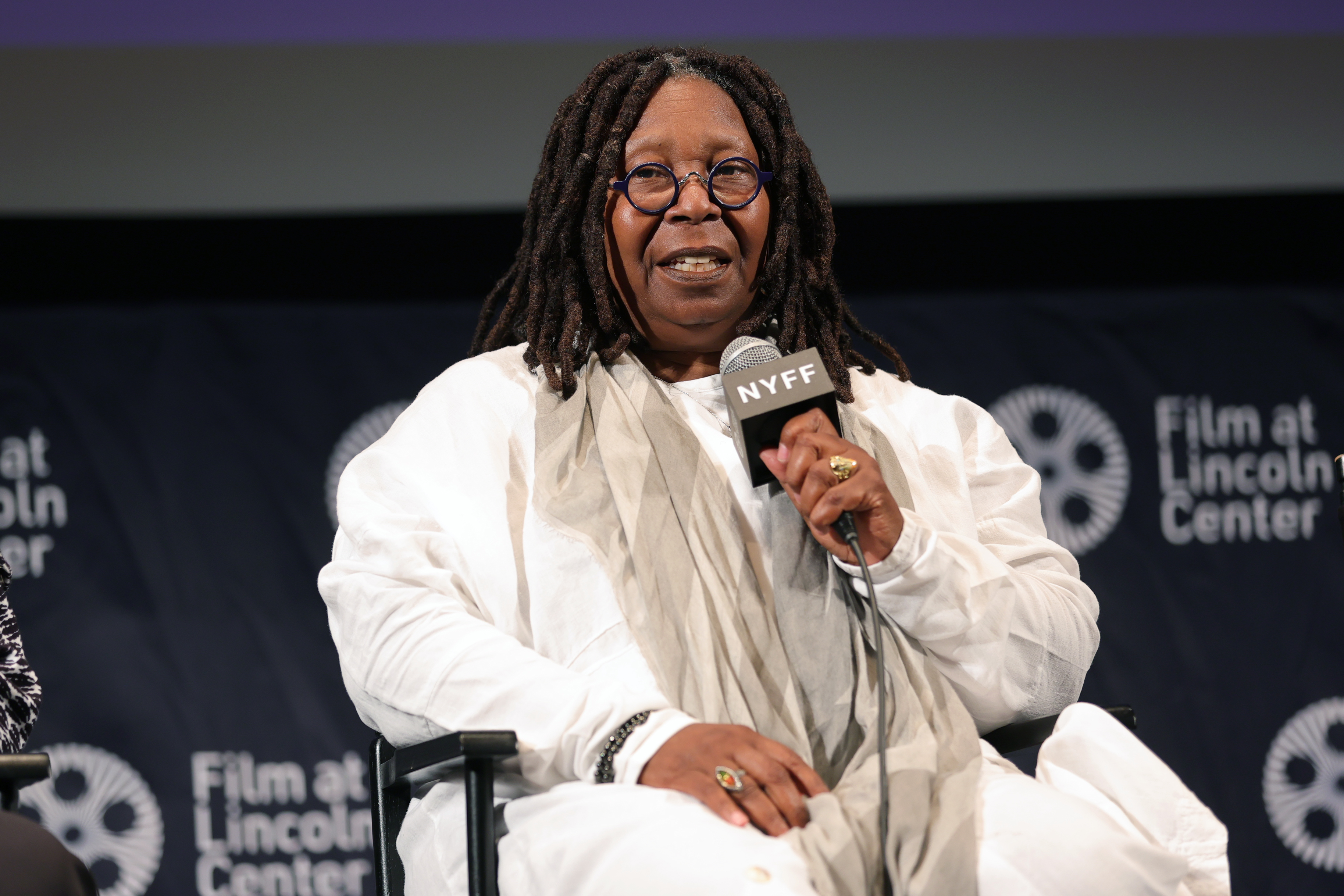 Whoopi Goldberg speaks on stage during the press conference of the movie "Till" at The Film Society of Lincoln Center, Walter Reade Theatre on October 1, 2022, in New York City. | Source: Getty Images