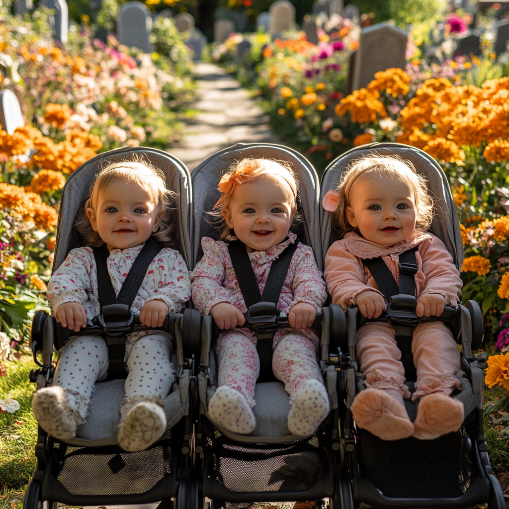 Triplets in a stroller | Source: Midjourney