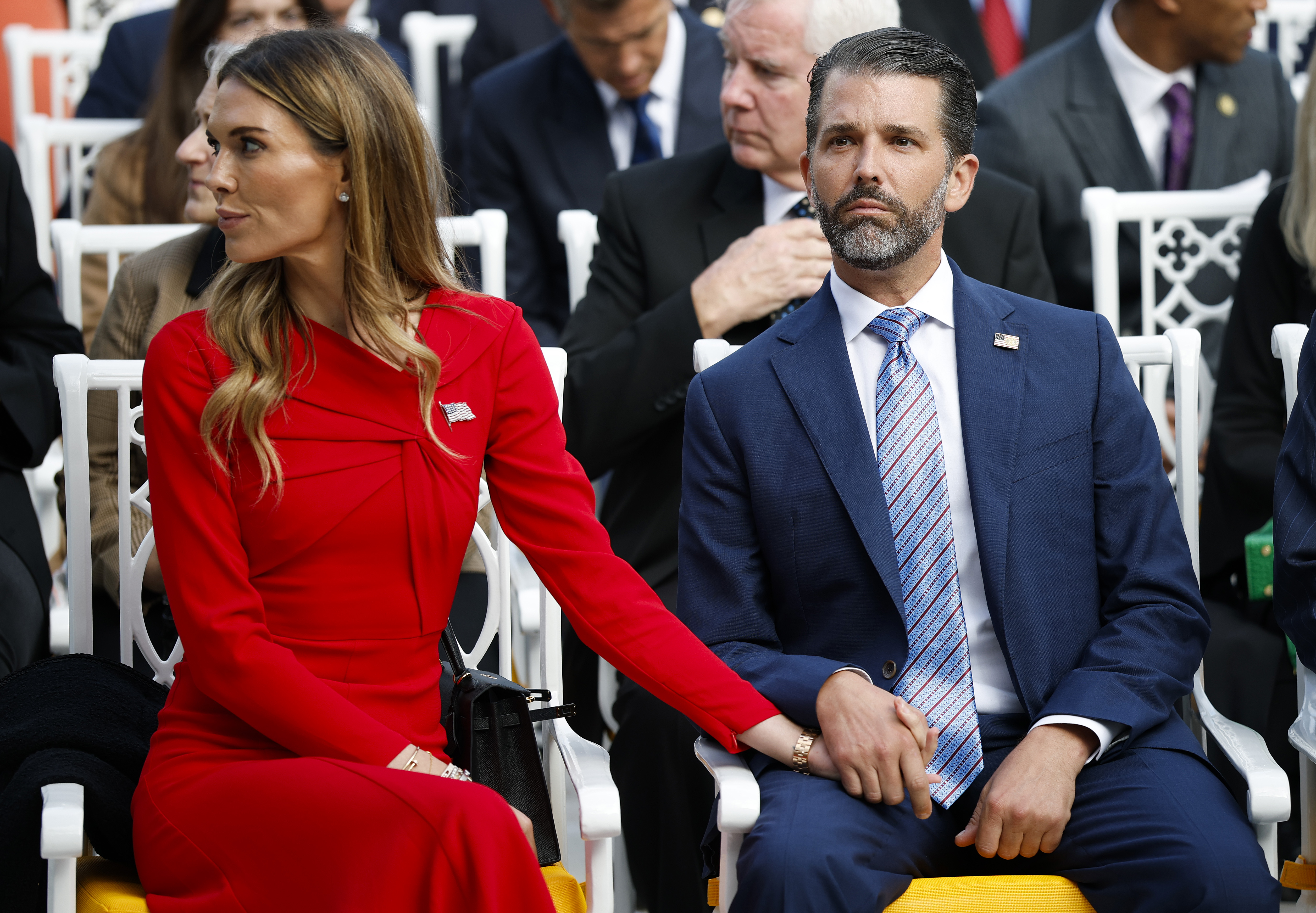 Donald Trump Jr. and Bettina Anderson attend a Presidential Medal of Freedom ceremony at the White House in Washington, D.C., on October 14, 2025 | Source: Getty Images