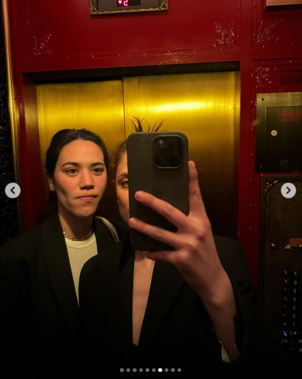Louisa Jacobson and Anna Blundell's elevator mirror selfie, as shared on Instagram in June 2024. | Source: Instagram/louisa_jacobson
