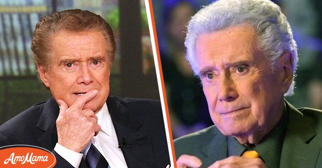 Regis Philbin at a press conference as he departs from "LIVE! with Regis and Kelly" on November 17, 2011, in New York [left], Regis Philbin on the set of "Lou Wants to Be a Millionaire" on November 7, 2019 [right] | Source: Getty Images