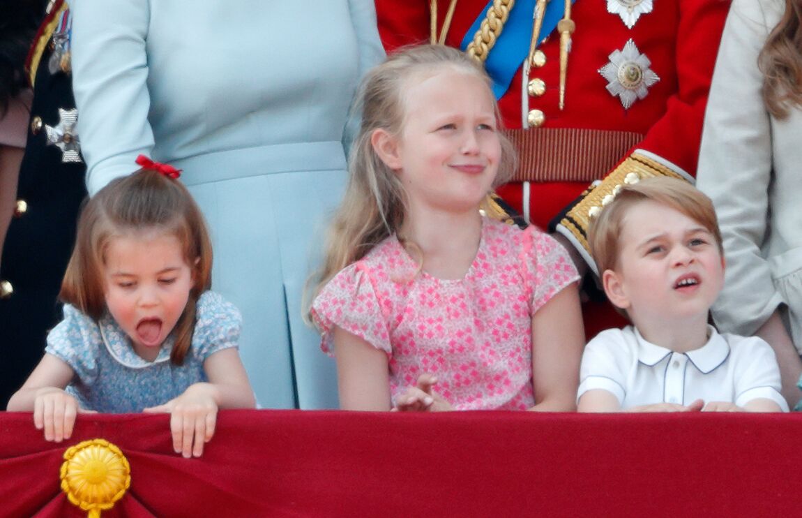 Princess Charlotte of Cambridge, Savannah Phillips and Prince George of Cambridge stand on the balcony of Buckingham Palace during Trooping The Colour 2018  | Getty Images