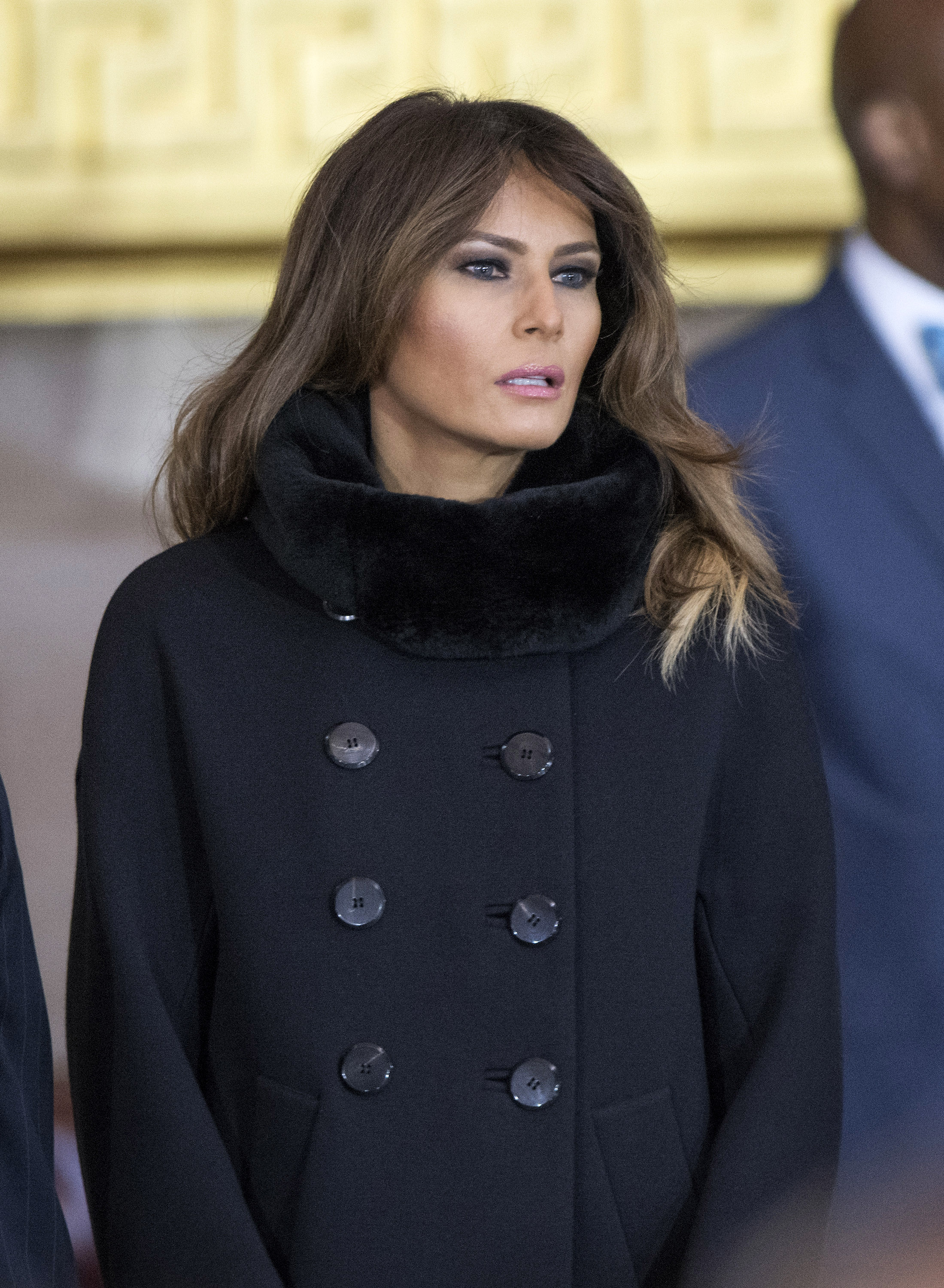 Melania Trump attends a ceremony as the late evangelist Billy Graham lies in repose at the U.S. Capitol, on February 28, 2018 in Washington, DC | Source: Getty Images