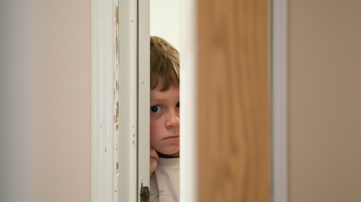 A boy looking through the gap | Source: Midjourney