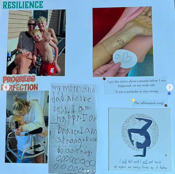 Another page from Sara Bennett's scrapbook, speaking on resilience and courage. | Source: Instagram/theanandapivot