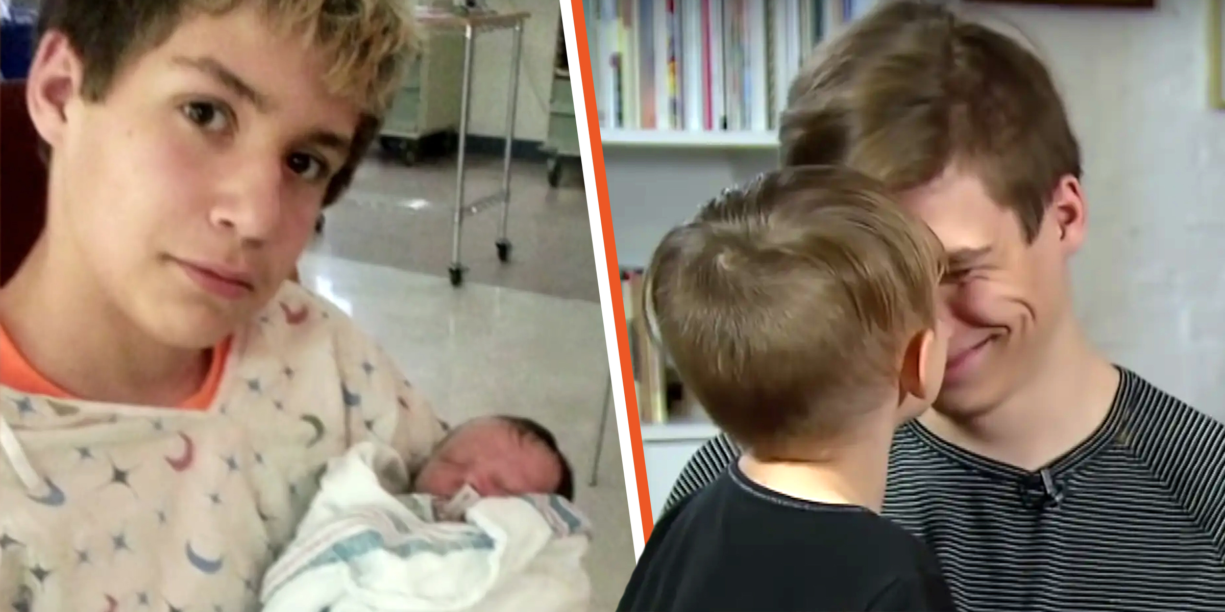 11-year-old Chris McBride with his newborn son Bentley | 17-year-old Chris McBride with Bentley | Source: youtube.com/Inside Edition