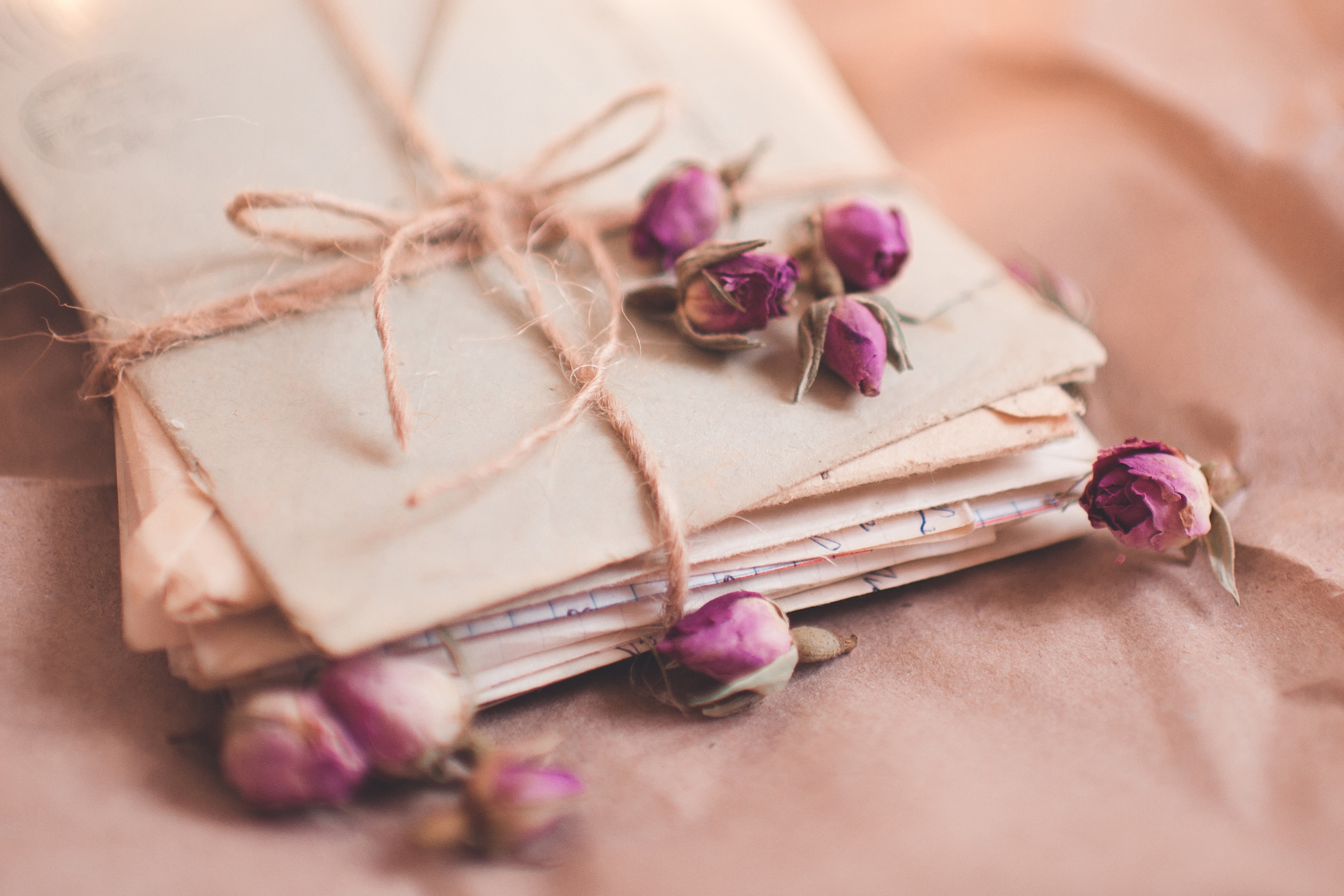 A stack of paper letters and dry flowers | Source: Shutterstock