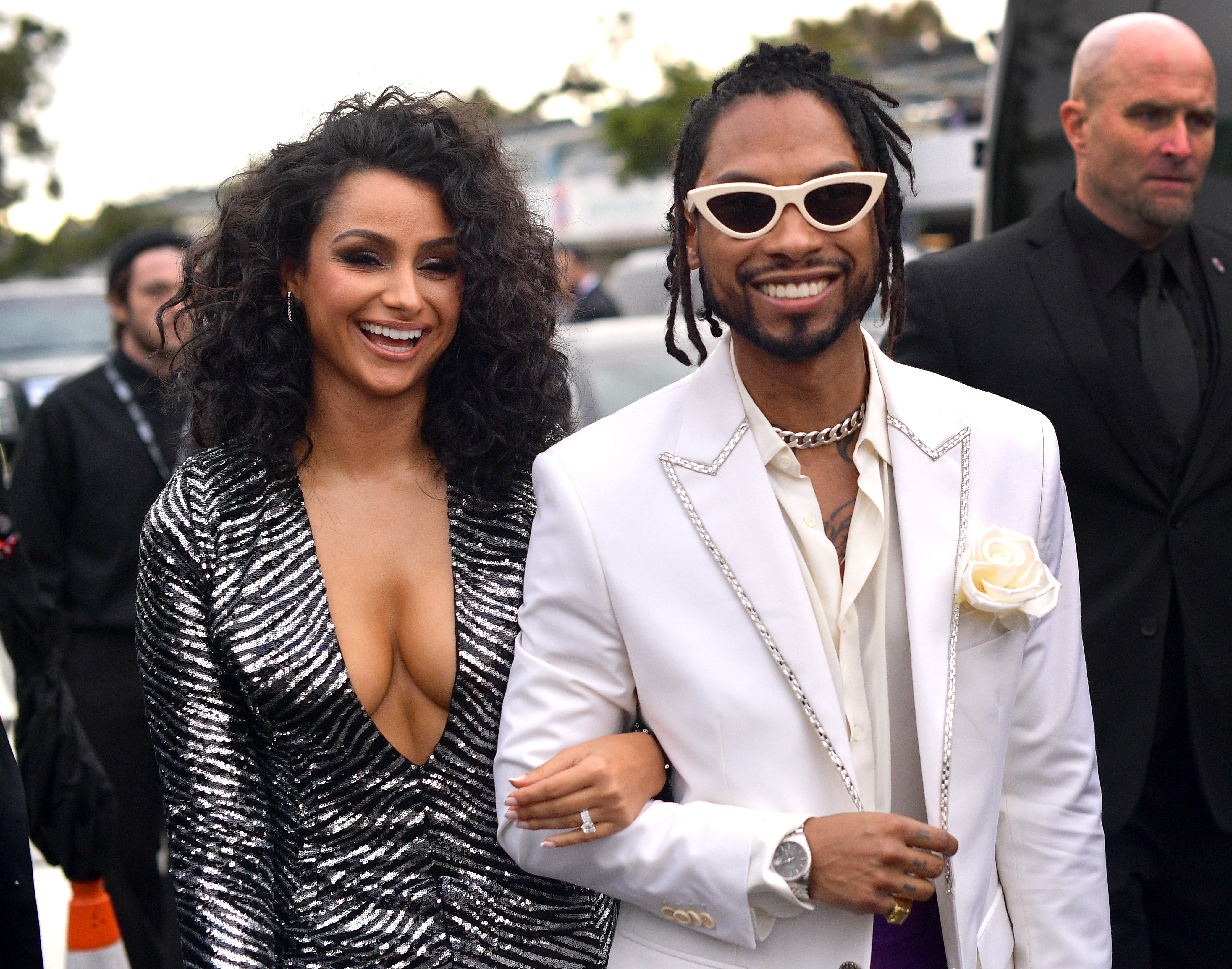 Miguel and Nazanin Mandi arrive at the 61st Annual GRAMMY Awards on February 10, 2019 in Los Angeles, California. | Photo by Matt Winkelmeyer/Getty Images