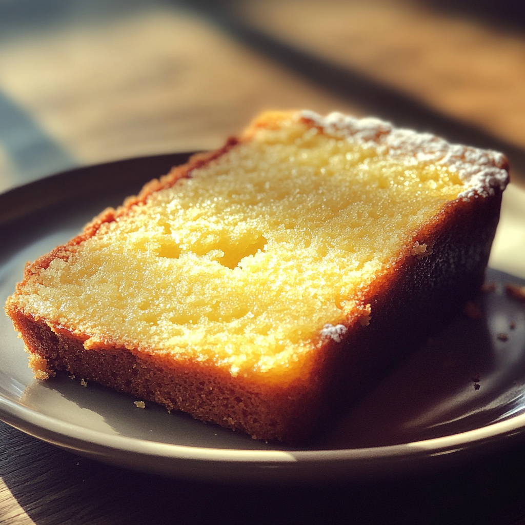 A slice of lemon cake | Source: Midjourney