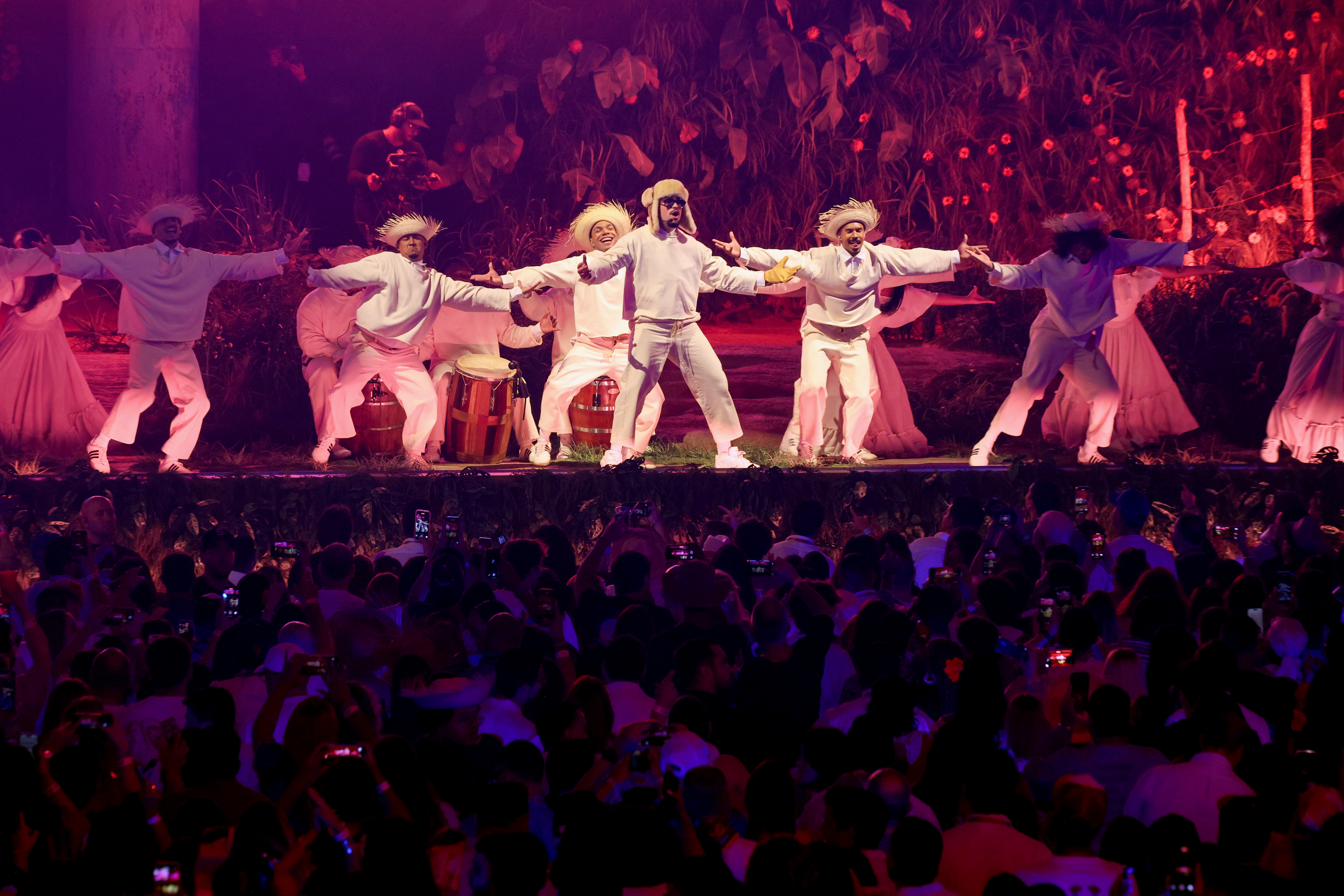 Bad Bunny performs with dancers during his residency show in San Juan, Puerto Rico on July 11, 2025 | Source: Getty Images
