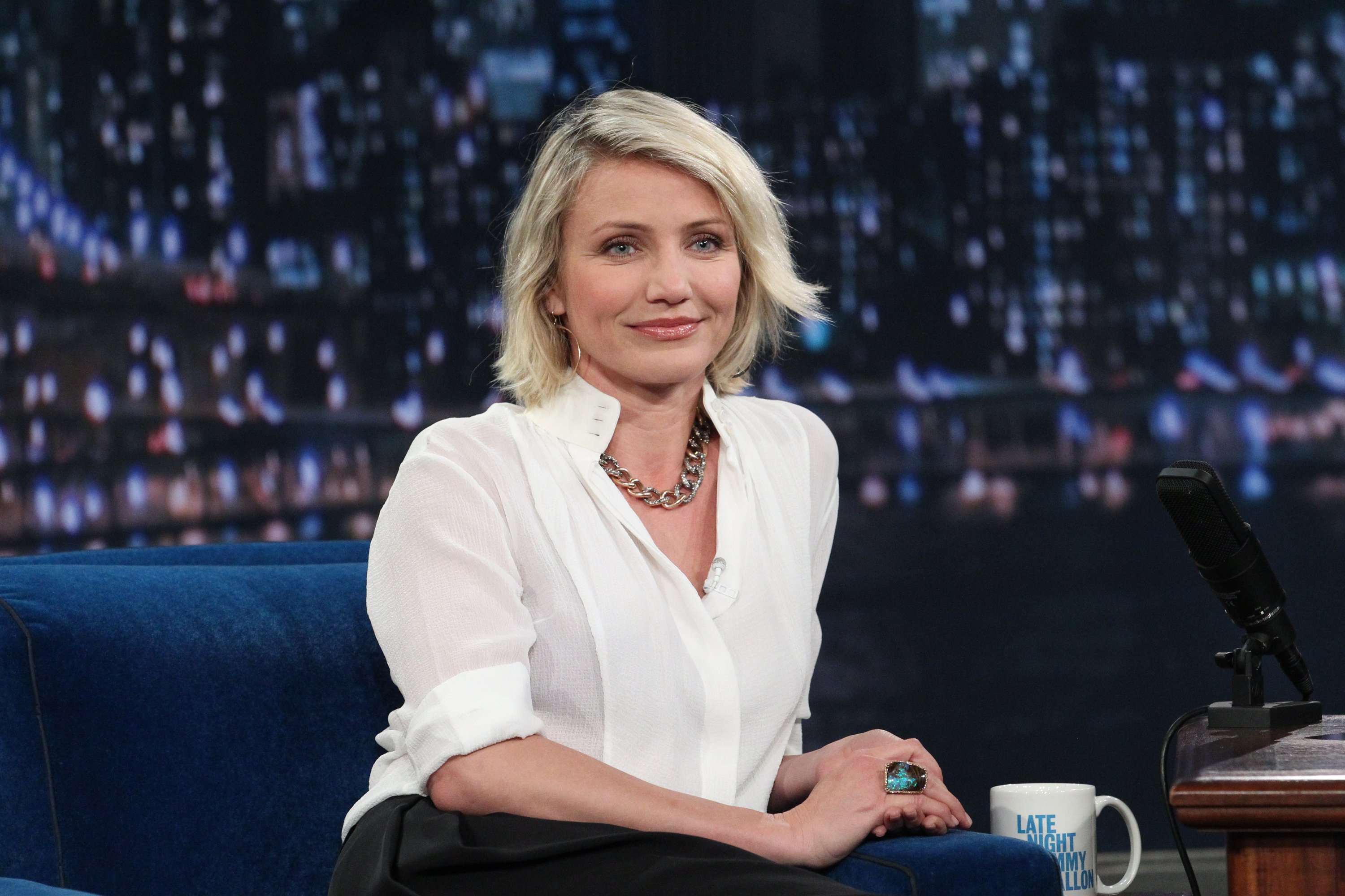 Cameron Diaz on an episode of "Late Night with Jimmy Fallon" on May 8, 2012. | Source: Getty Images