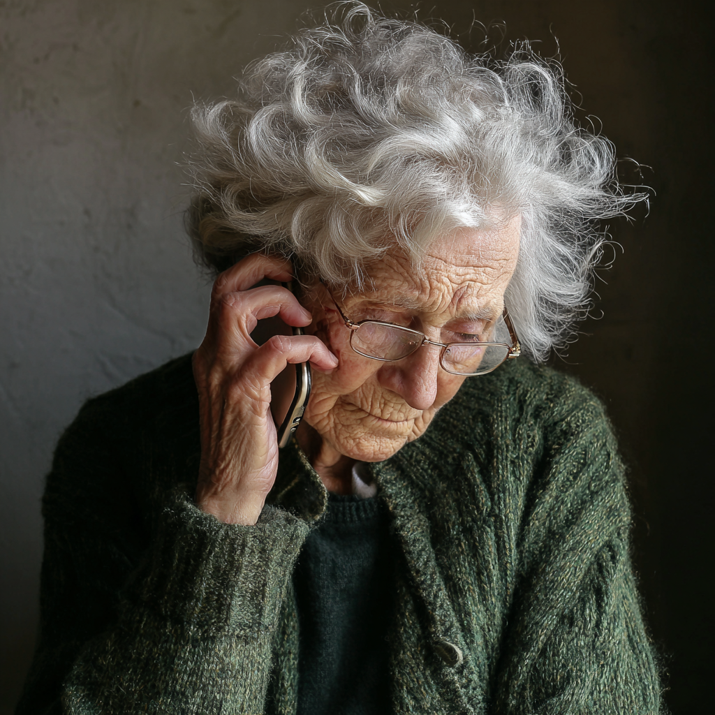 A old woman talking on the phone | Source: Midjourney
