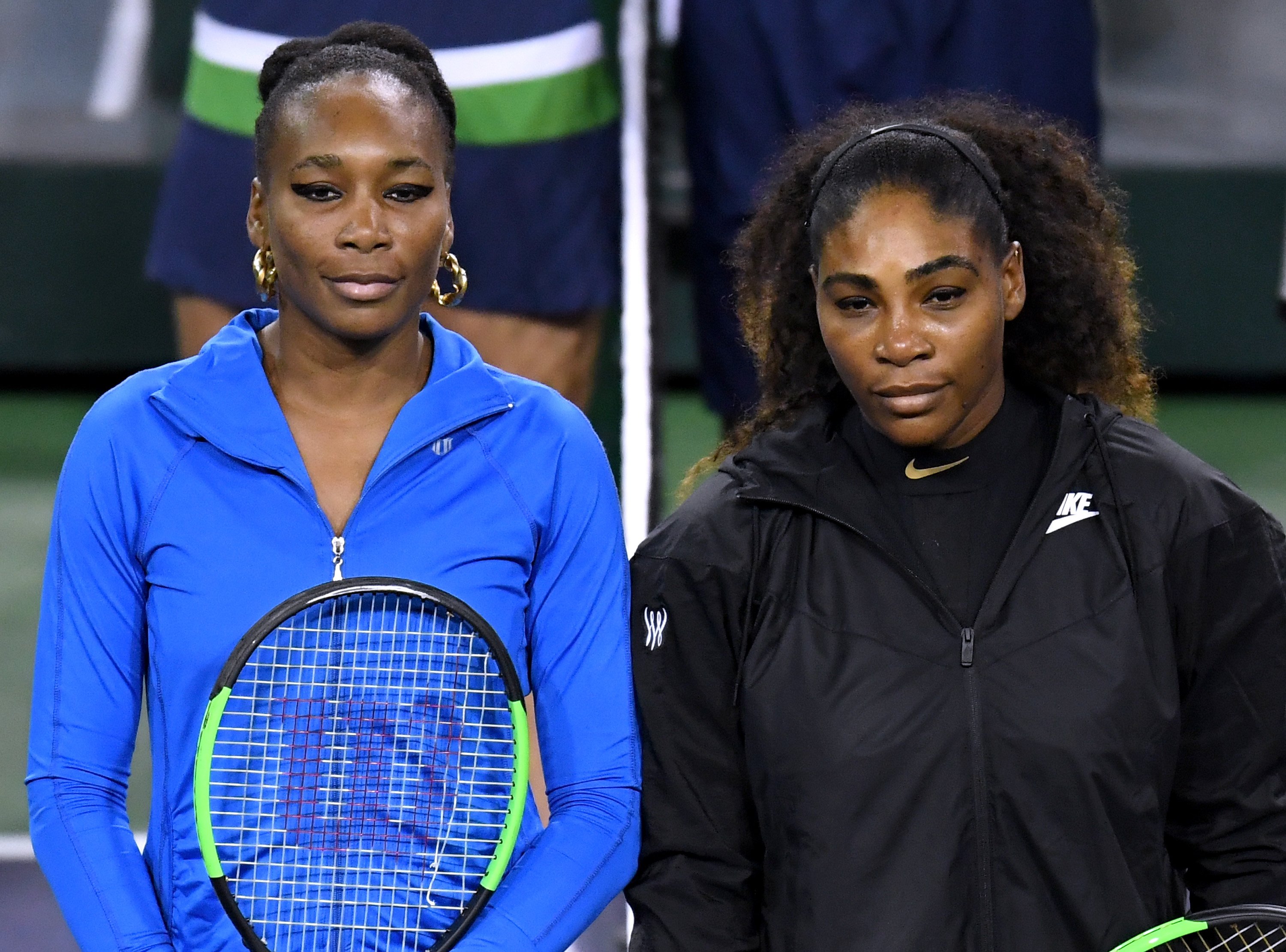 Venus Williams and Serena Williams during the BNP Paribas Open in Indian Wells, California, 2018 | Source: Getty Images