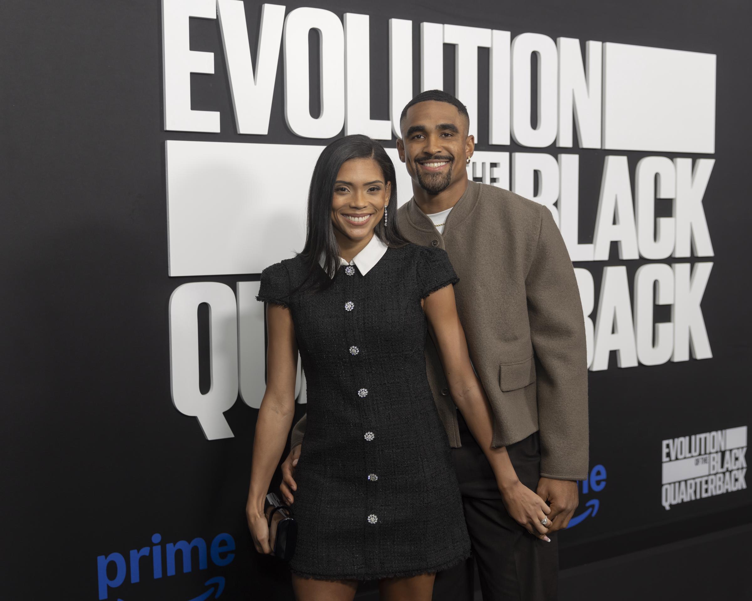 Bryonna Burrows and Jalen Hurts at "The Evolution Of The Black Quarterback" premiere on September 24, 2024, in New York. | Source: Getty Images