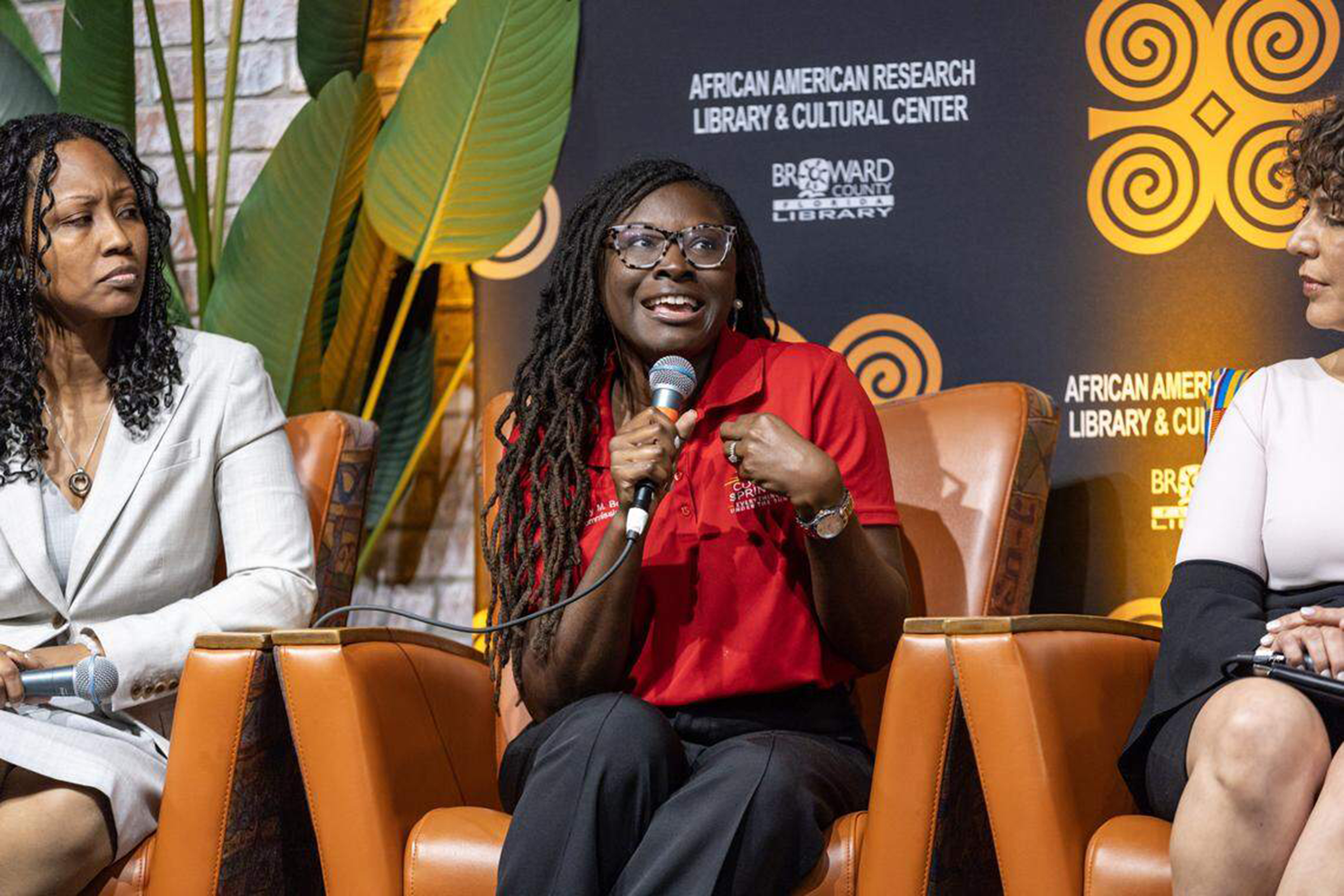 Nancy Metayer Bowen speaks during a panel discussion at the African American Research Library and Cultural Center in Miami on October 17, 2024 | Source: Getty Images