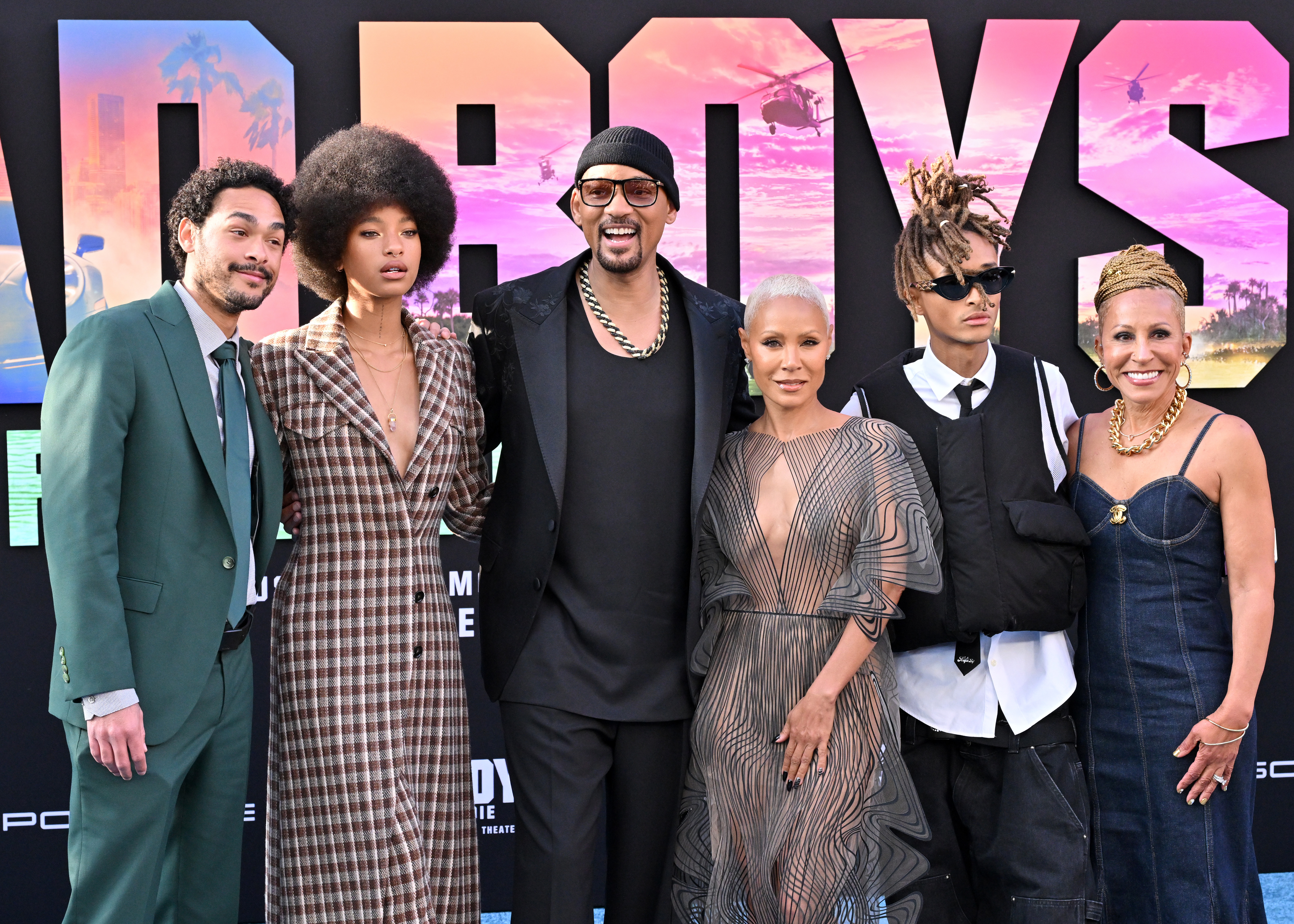 Trey, Willow, Will, Jada, Jaden Smith and Adrienne Banfield-Norris attend the Los Angeles premiere of "Bad Boys: Ride or Die" on May 30, 2024 | Source: Getty Images