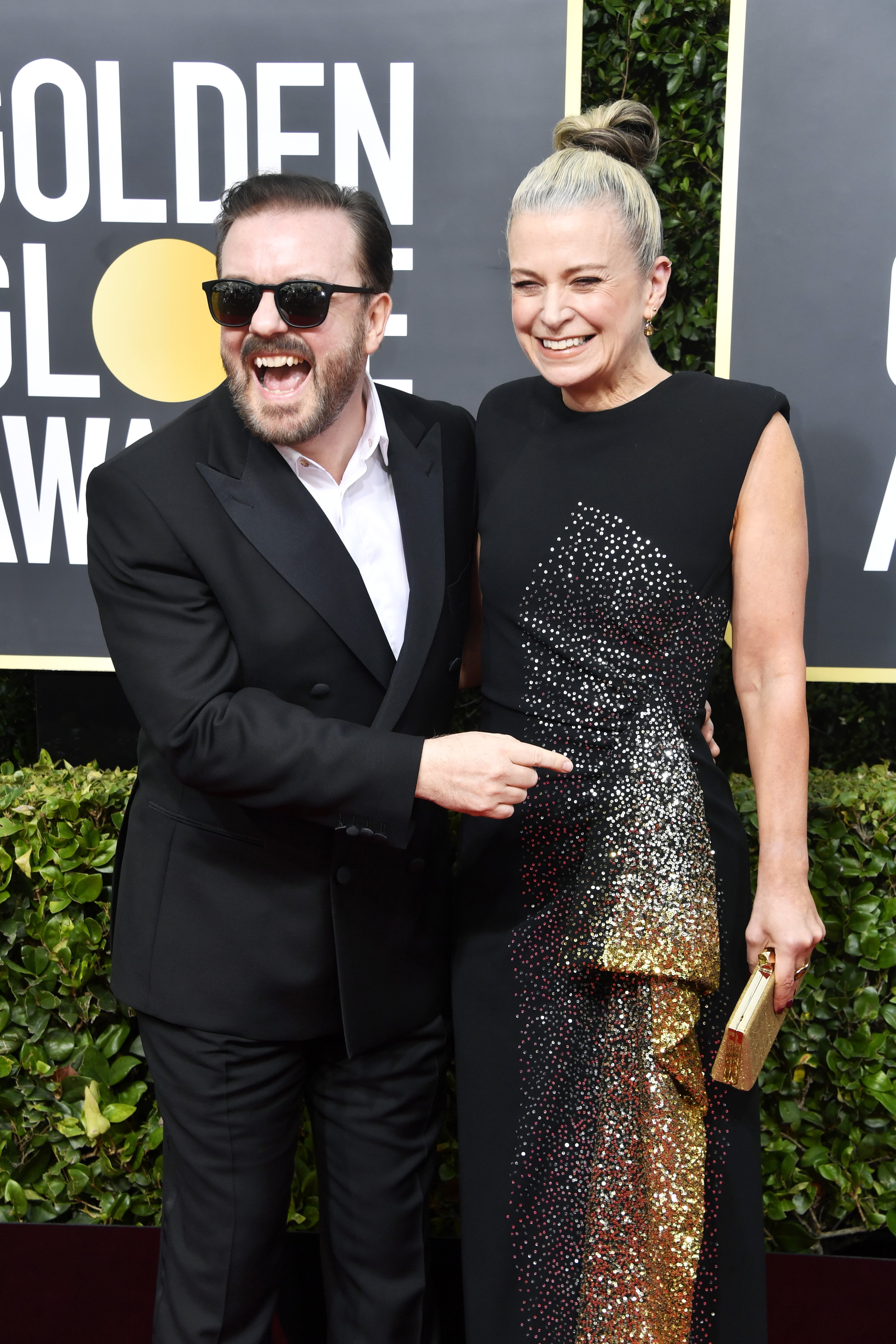 Ricky Gervais and Jane Fallon attend the 77th Annual Golden Globe Awards on January 5, 2020, in Beverly Hills, California. | Source: Getty Images