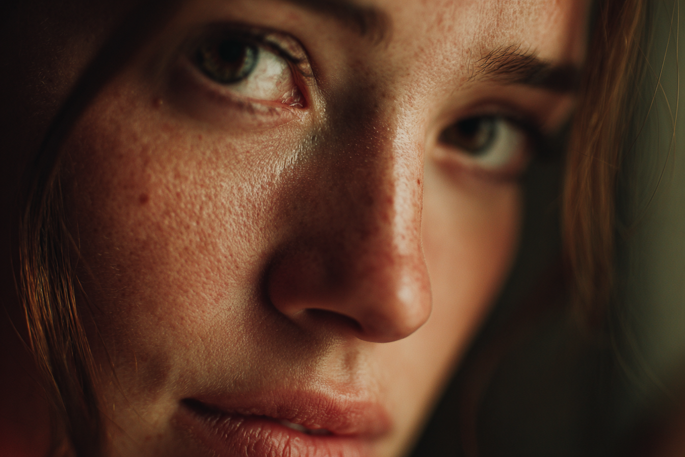 A close-up shot of a woman's face | Source: Midjourney