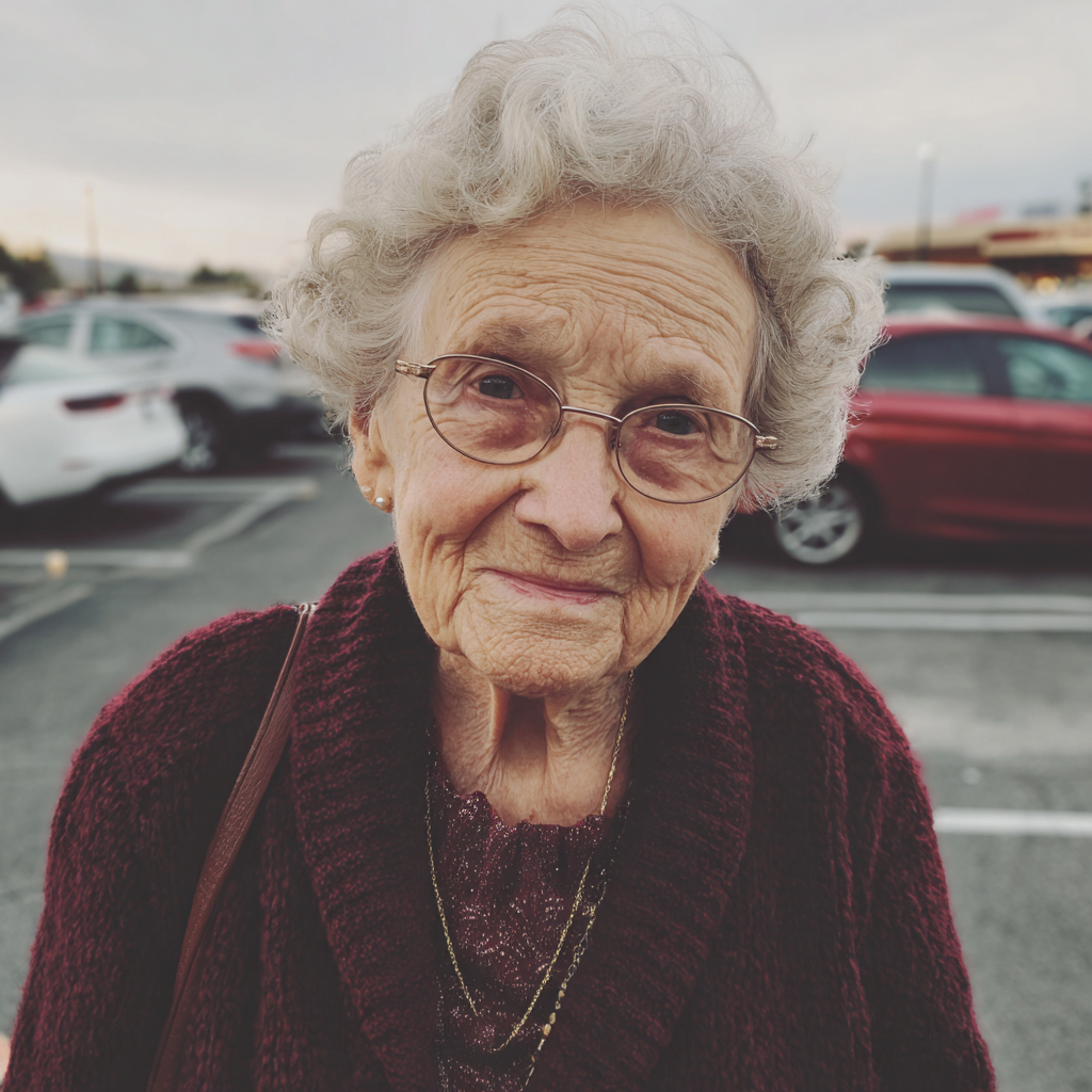 An old woman wearing a maroon cardigan | Source: Midjourney