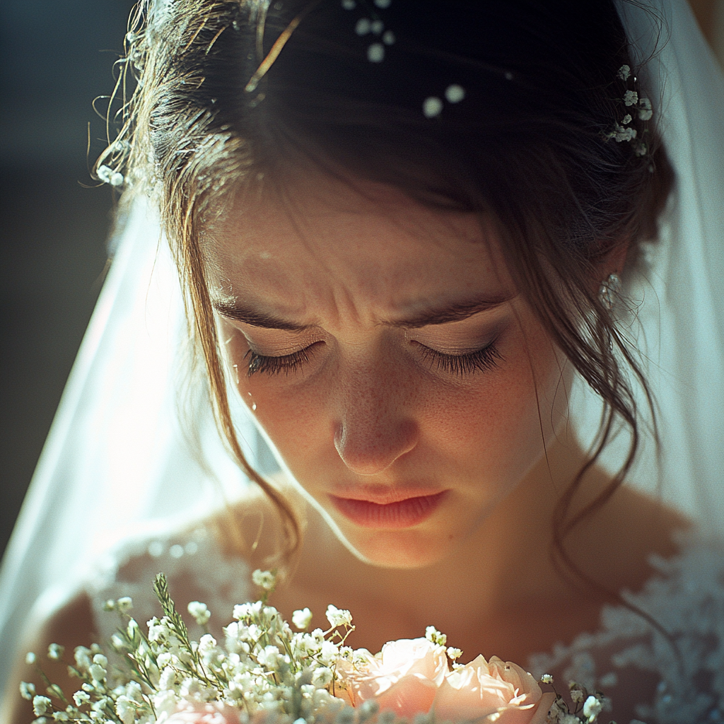 Sarah looking sad on her wedding day | Source: Midjourney