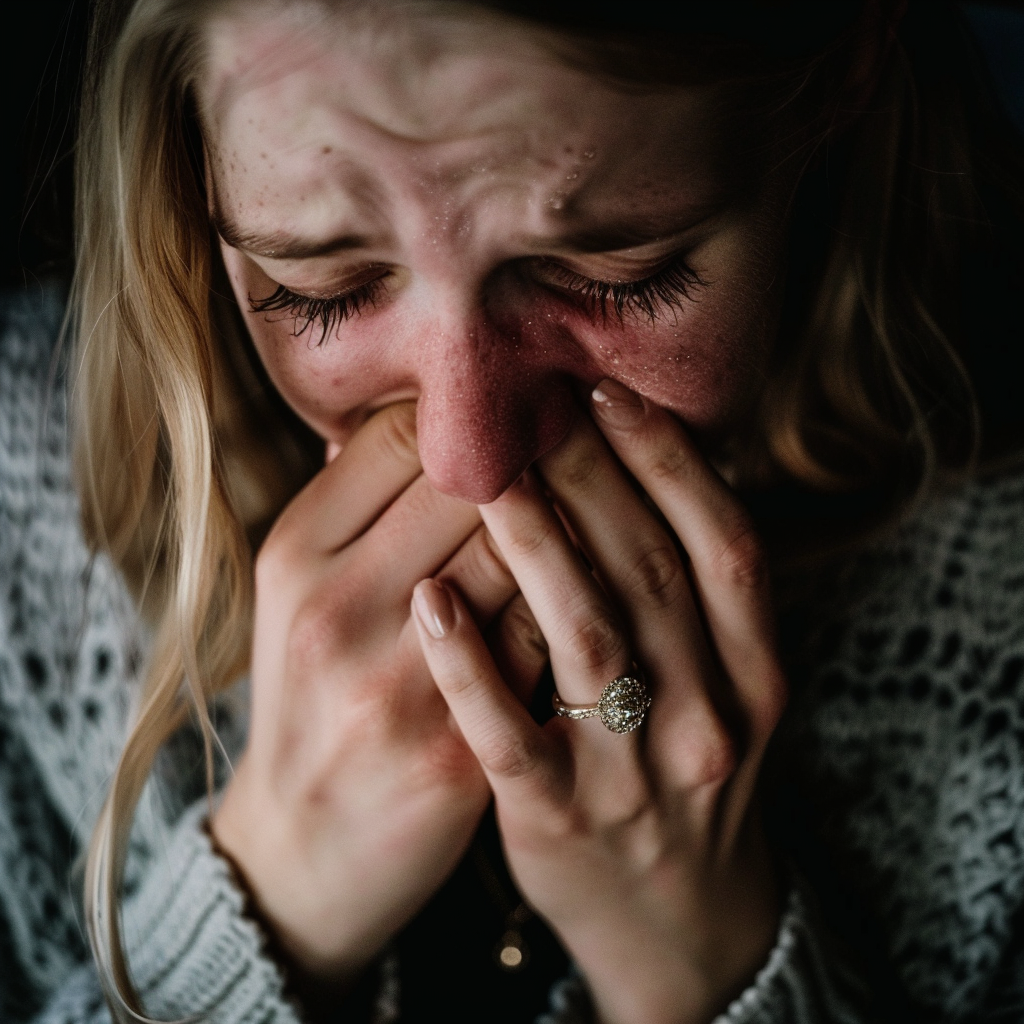 A woman in tears | Source: Midjourney
