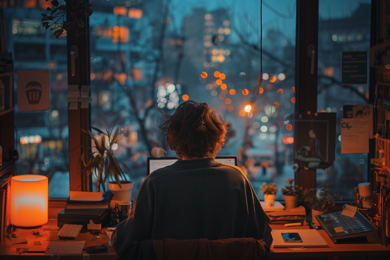 A man working in his office at night | Source: Midjourney